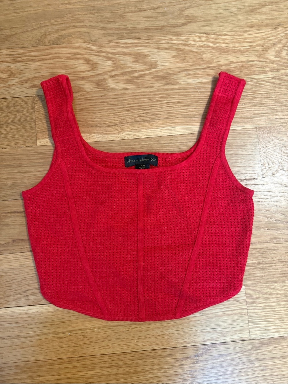 🛍️ House of Harlow 1960 Bright Red Cropped Knit Tank